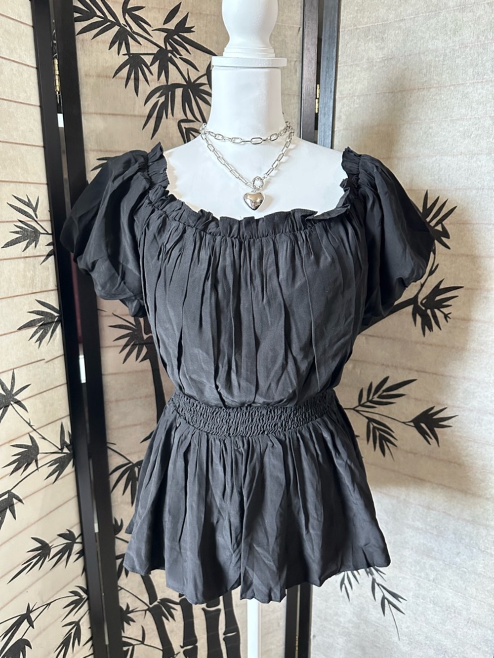 Scarlet Darkness Renaissance Smocked Waist Peasant Top Size XL